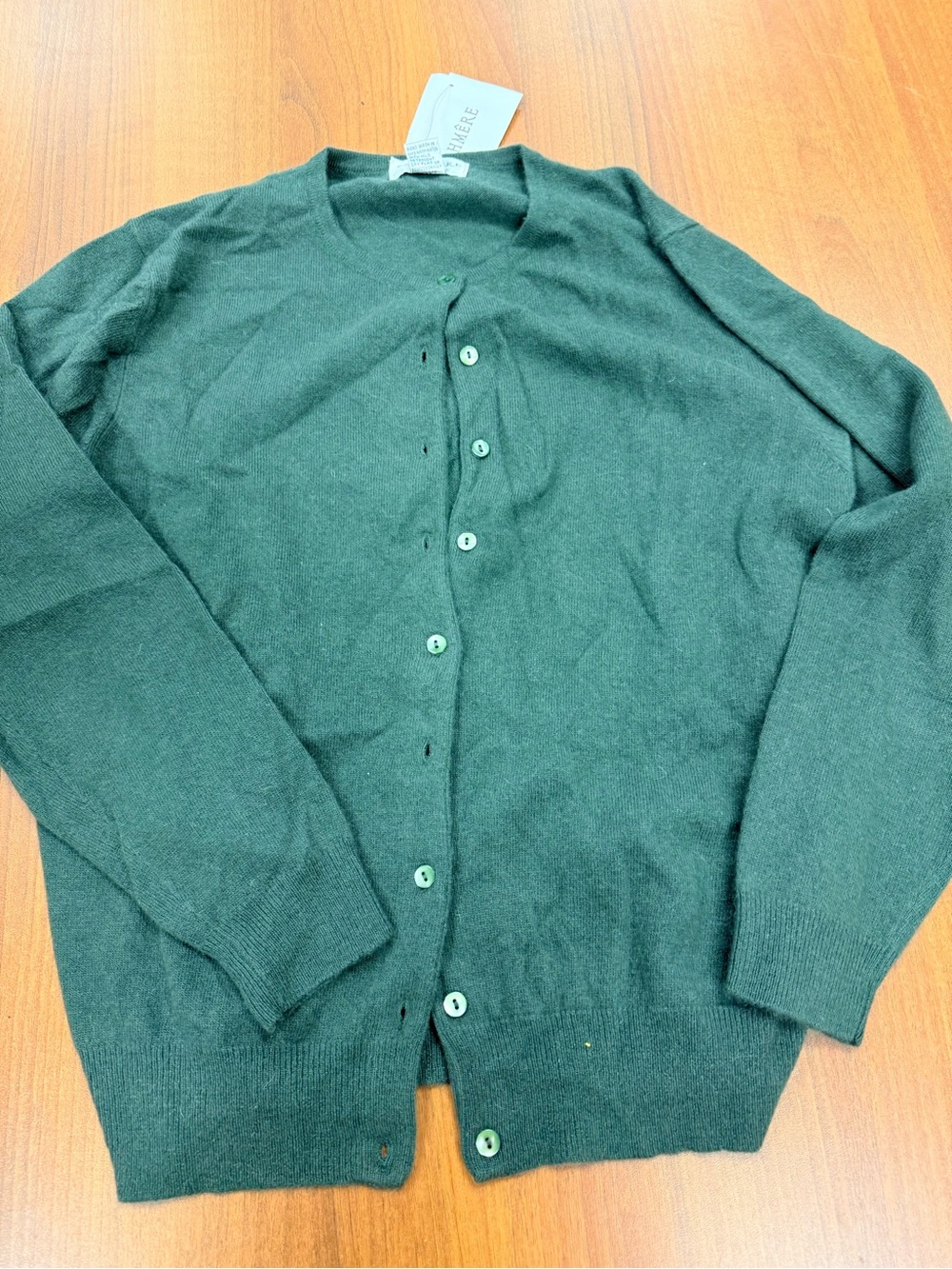 Sutton Cashmere Dark Green Button-Up Cashmere Cardigan